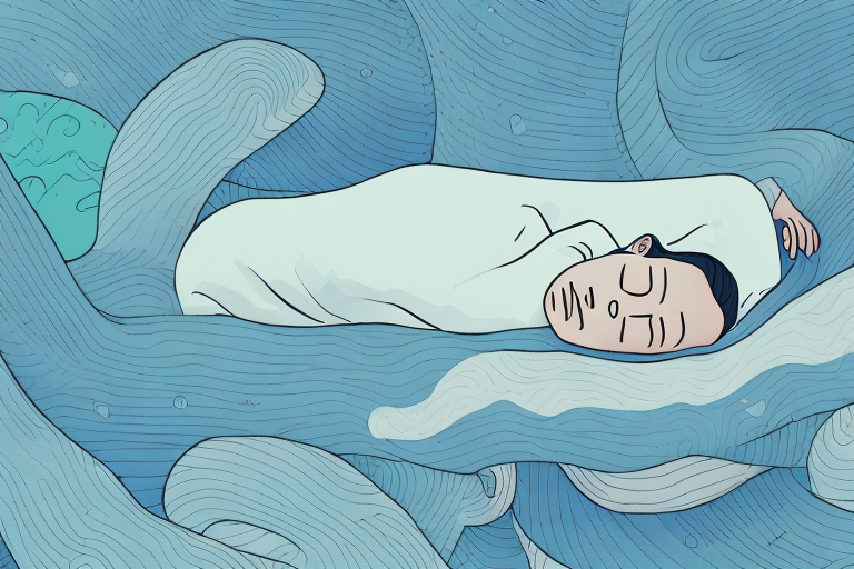 A person sleeping peacefully in a dream-like environment