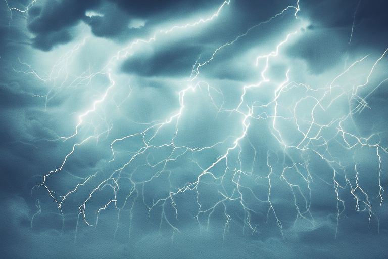 A stormy sky with lightning and rain