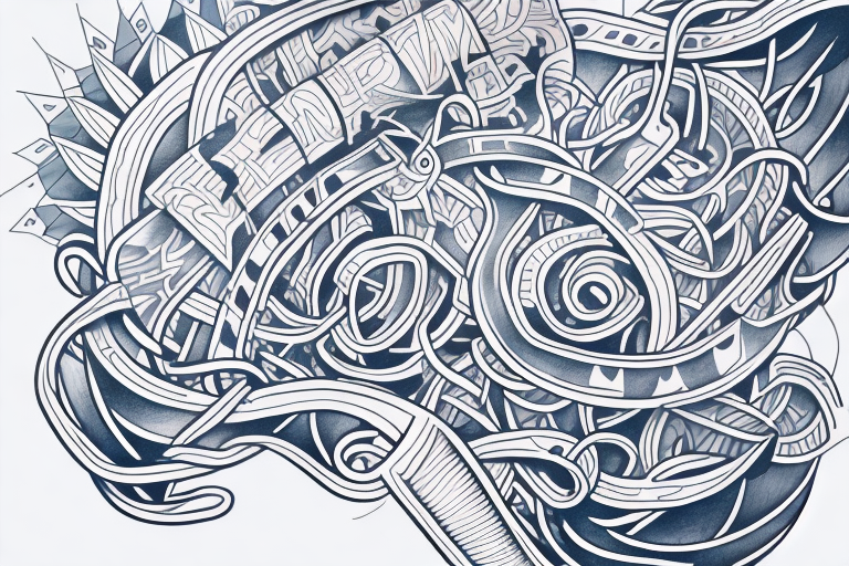 A person's arm with a tattoo design in the process of being inked