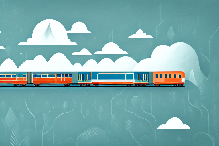 A train travelling through a dream-like landscape