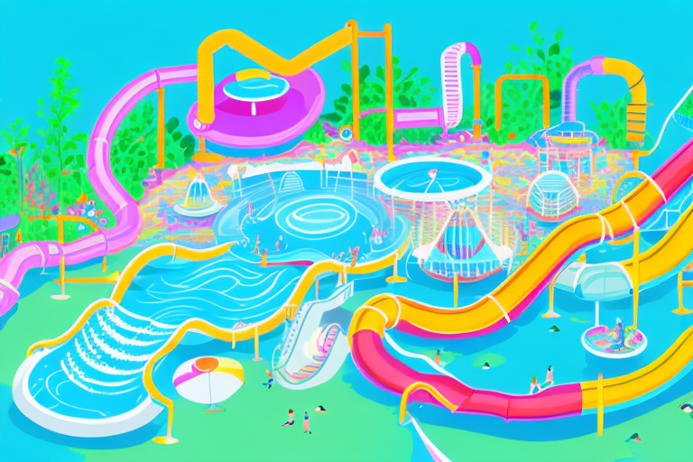 A colorful water park