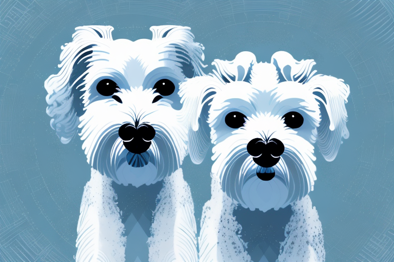 A white dog in a dream-like setting