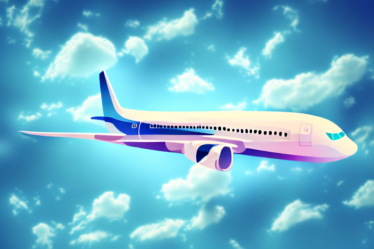 An airplane flying through a dream-like sky