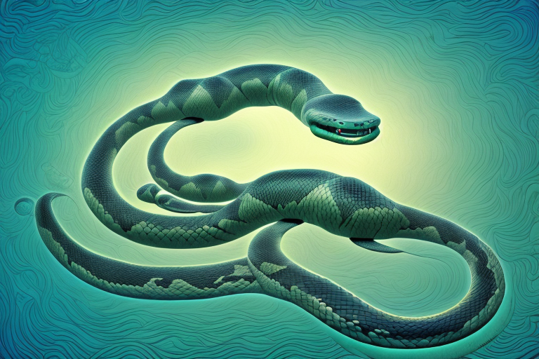 An anaconda in a dream-like setting