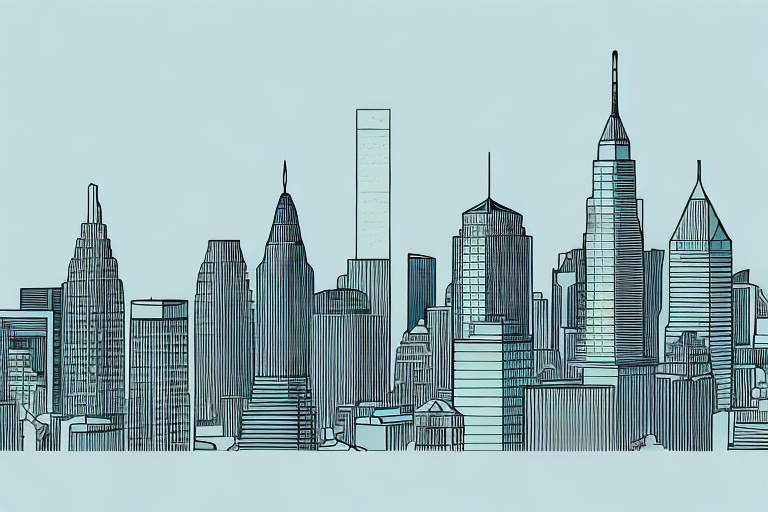 A city skyline with a large earthquake tremor shaking it