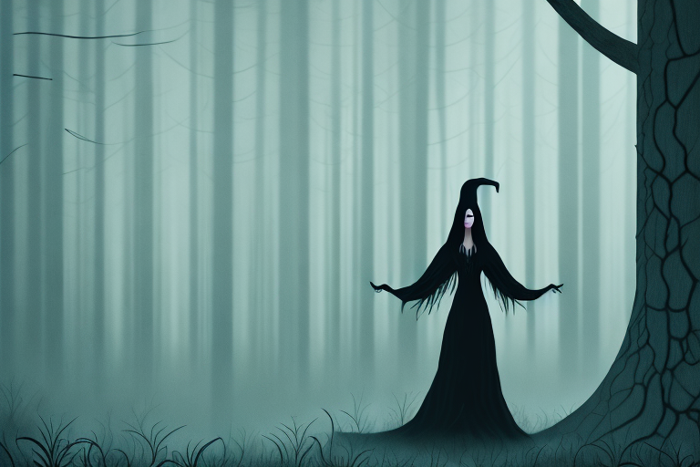 A dark and mysterious forest with a mysterious