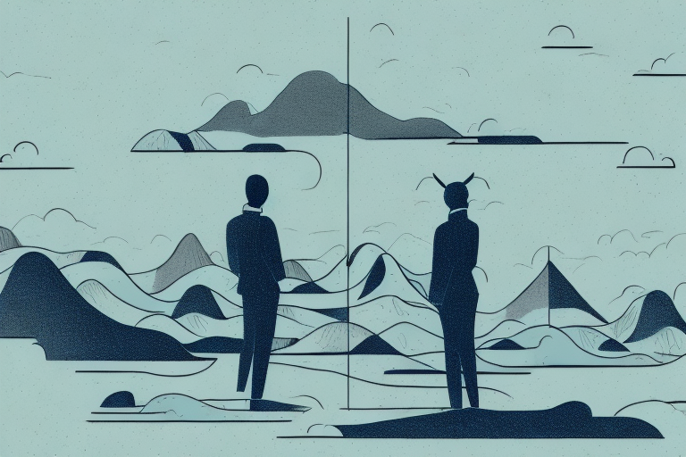 A person dreaming of a landscape with two figures