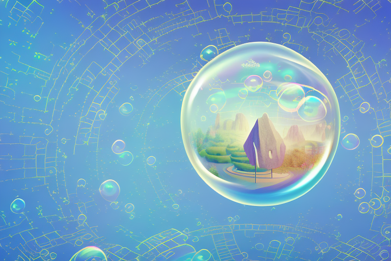 A dreamscape with a path leading away from a dream bubble