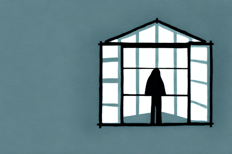 A shadowy figure lurking in the darkness outside a window