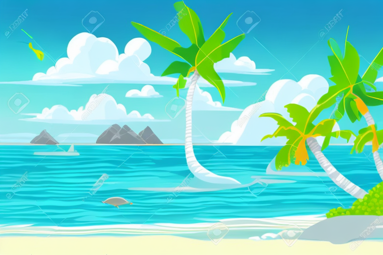 A tropical island surrounded by a calm ocean