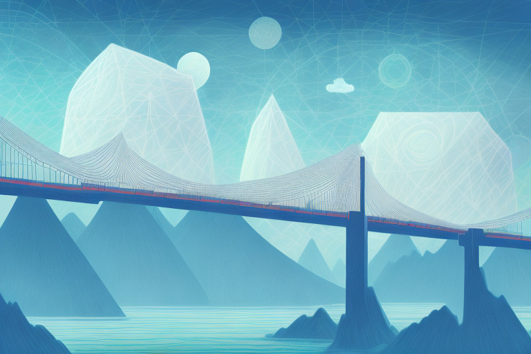 A dreamscape with a bridge connecting two distant lands
