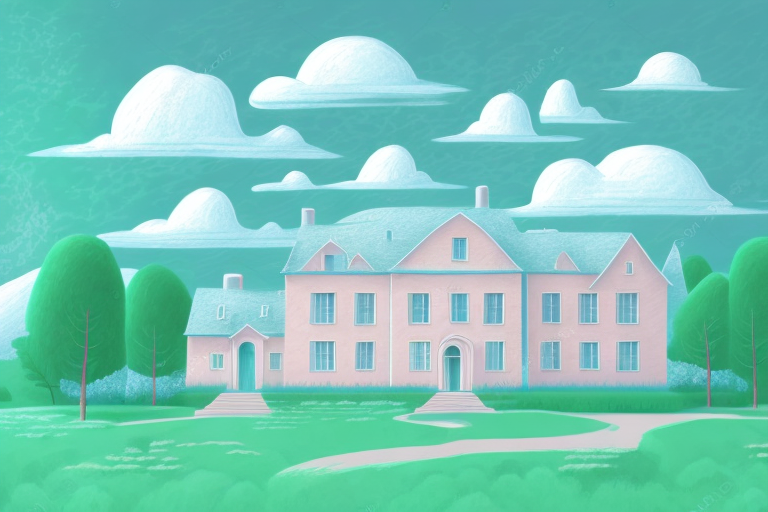 An old house surrounded by a dreamy landscape