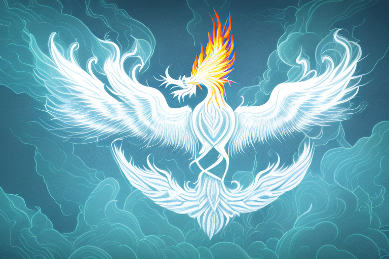 A dreamscape with a phoenix rising from the ashes