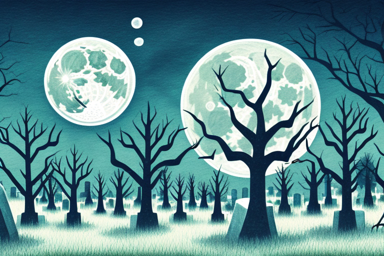 A graveyard at night