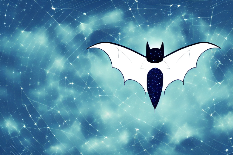 A bat flying through a night sky