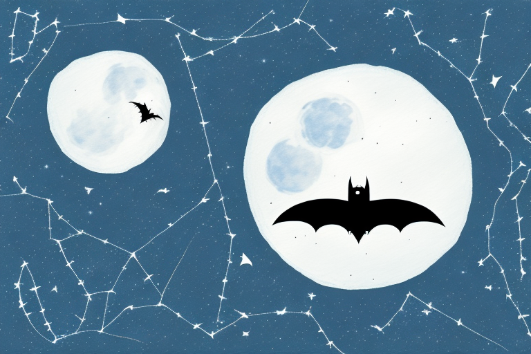 A bat flying through a night sky