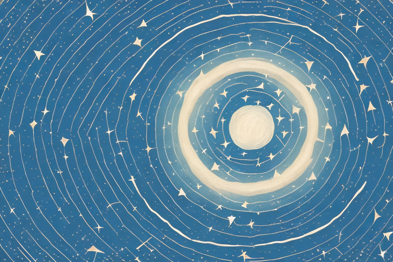 A starry night sky with a shooting star in the center