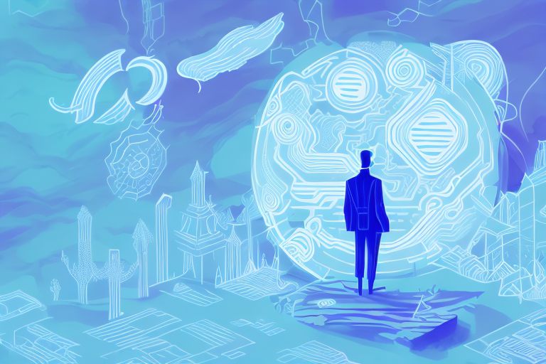 A ghostly figure in a dreamlike environment