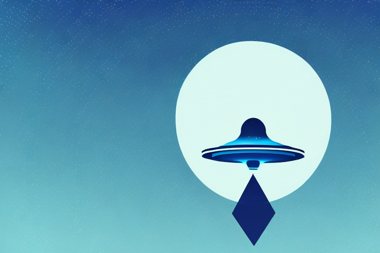 A night sky with a ufo hovering in the background