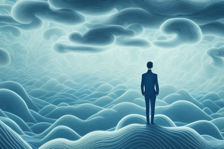 A person in a dream-like landscape