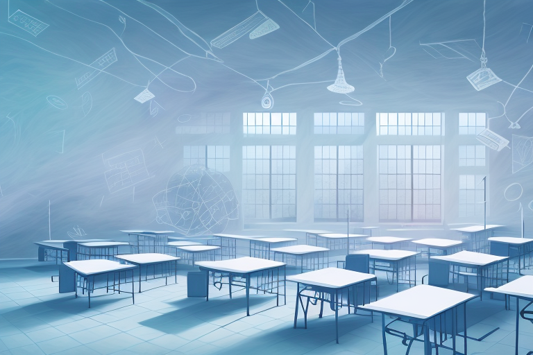 A school building with a dreamy