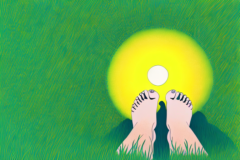 A person's feet in the grass