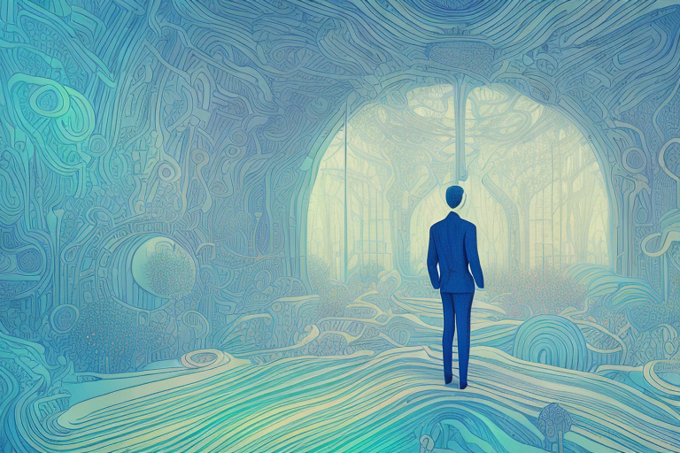 A person in a dream-like environment