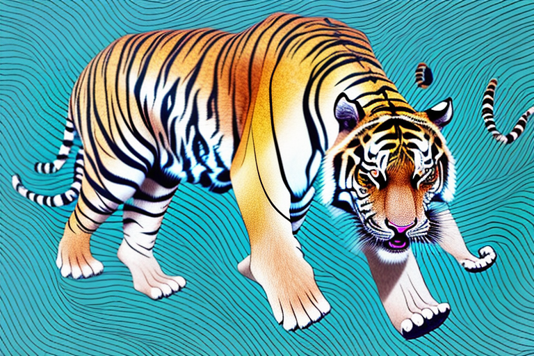 A tiger chasing a person through a dreamscape