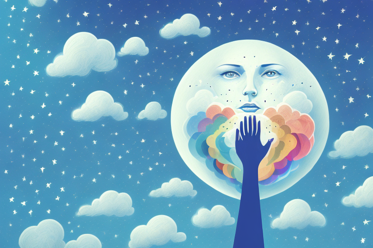 A person's head filled with a variety of dream-like images