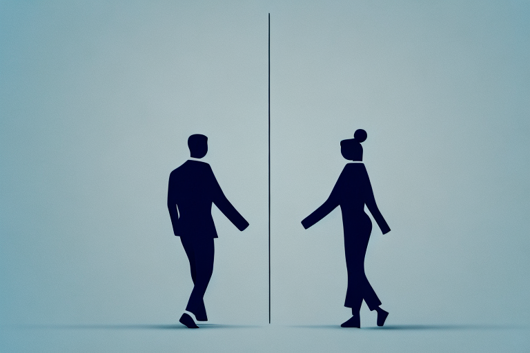 Two people walking away from each other