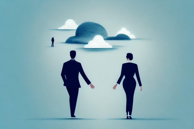 Two people walking away from each other