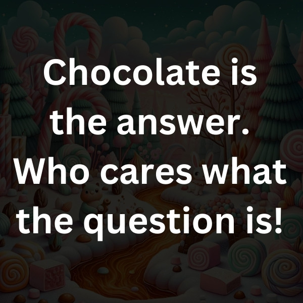 Chocolate is the answer. Who cares what the question is!