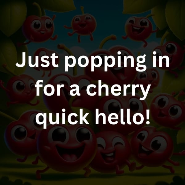 Just popping in for a cherry quick hello!