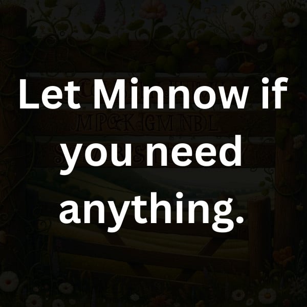 Let Minnow if you need anything