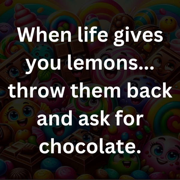 When life gives you lemons... throw them back and ask for chocolate