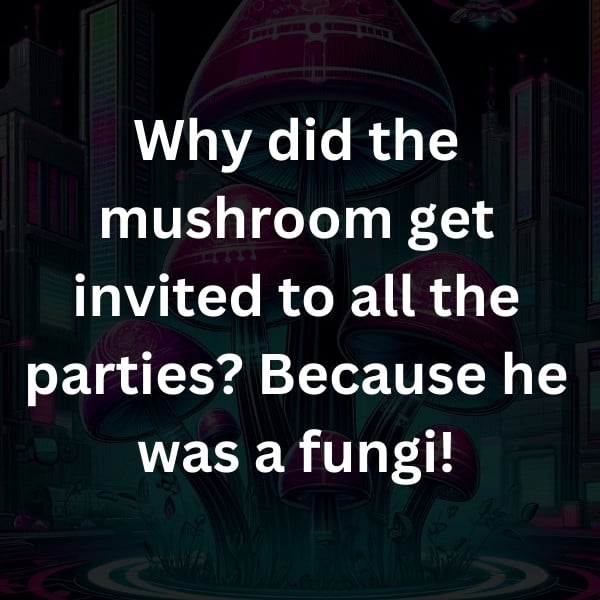 Why did the mushroom get invited to all the parties_ Because he was a fungi!
