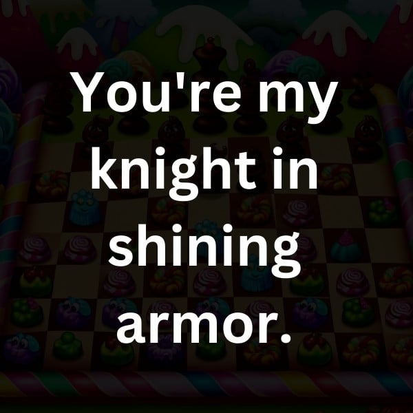 You're my knight in shining armor.