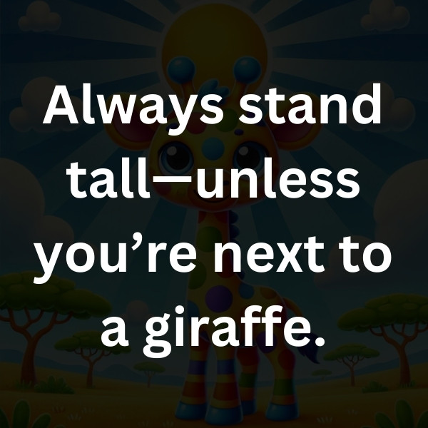 Always stand tall—unless you’re next to a giraffe.