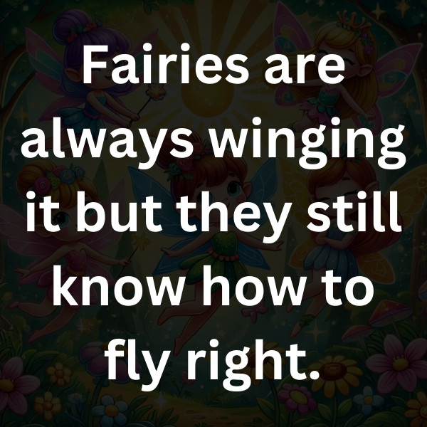 Fairies are always winging it but they still know how to fly right.