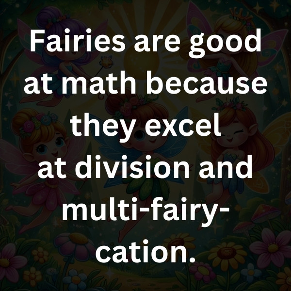 Fairies are good at math because they excel at division and multi-fairy-cation