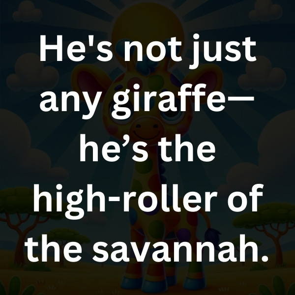 He's not just any giraffe—he’s the high-roller of the savannah.