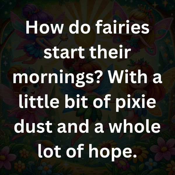 How do fairies start their mornings_ With a little bit of pixie dust and a whole lot of hope