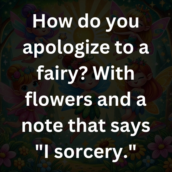 How do you apologize to a fairy_ With flowers and a note that says _I sorcery