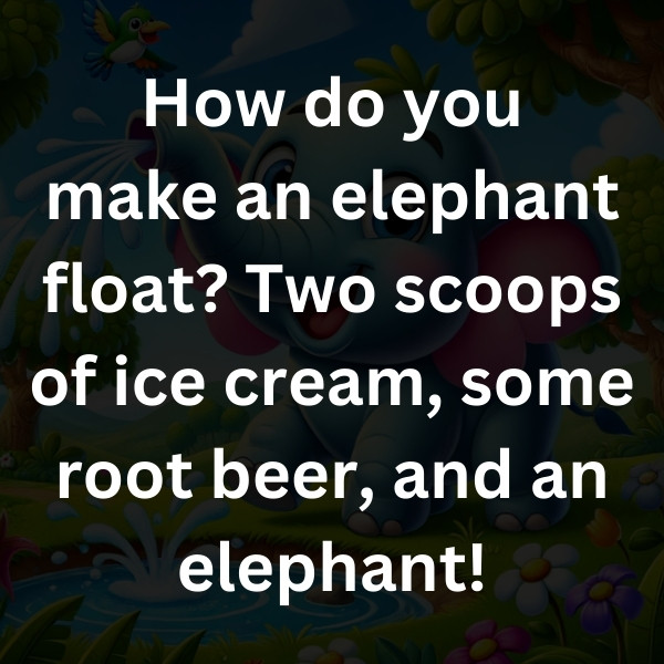 How do you make an elephant float_ Two scoops of ice cream, some root beer, and an elephant!