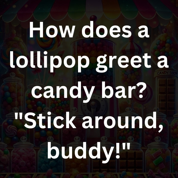 How does a lollipop greet a candy bar_ _Stick around, buddy!