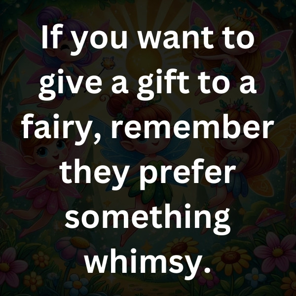 If you want to give a gift to a fairy, remember they prefer something whimsy