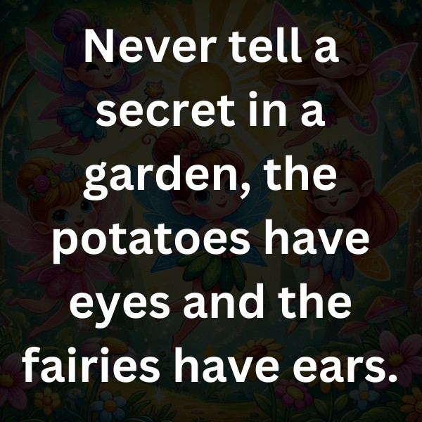 Never tell a secret in a garden, the potatoes have eyes and the fairies have ears