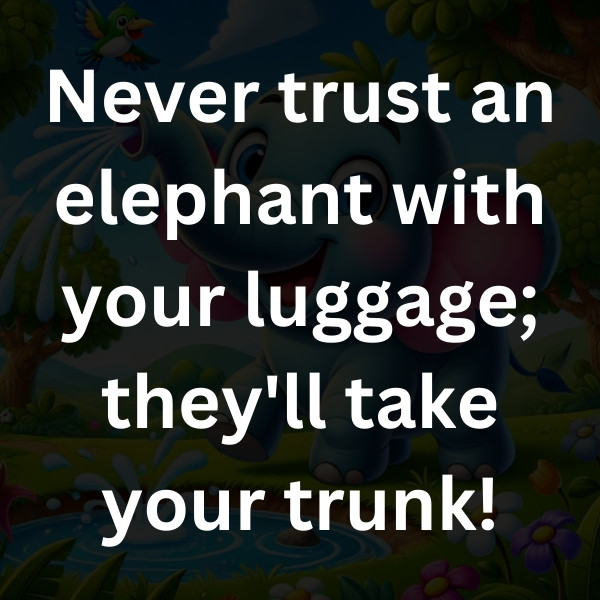 Never trust an elephant with your luggage; they'll take your trunk!