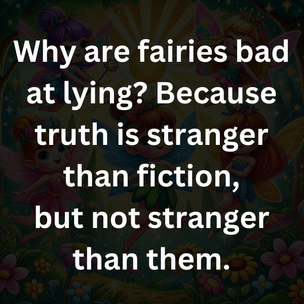 Why are fairies bad at lying_ Because truth is stranger than fiction, but not stranger than them