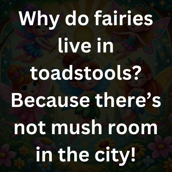 Why do fairies live in toadstools_ Because there’s not mush room in the city!